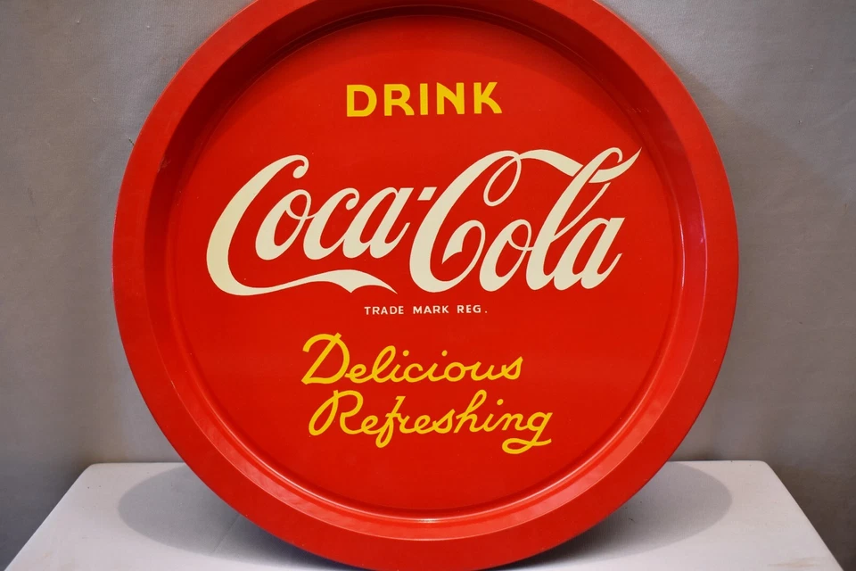 Vintage Coca Cola Werbetray Rot Farbe Metall Lecker Erfrischendes Getränk "2 - Bild 2 von 4