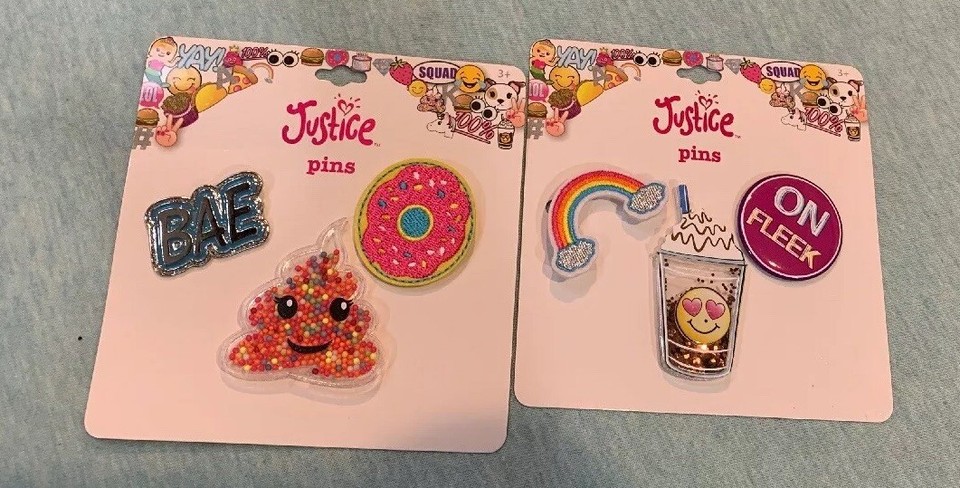 Set D'accessoires Pour Sac à Dos Justice – Pins Latte, Emoji, Rainbow, Bae, Donut – Multicolore