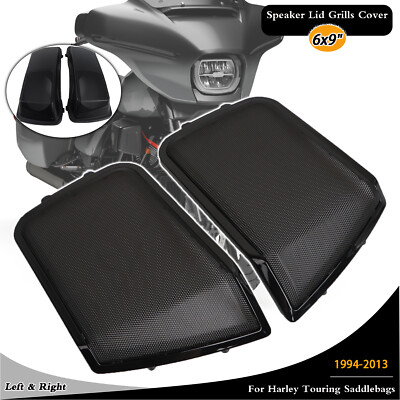 Black 6x9'' Speaker Lids Grills Cover For Harley Road Street Glide Ultra Classic