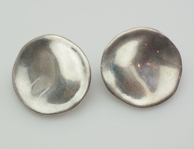 Carolee vintage modern freeform disc solid sterling silver earrings