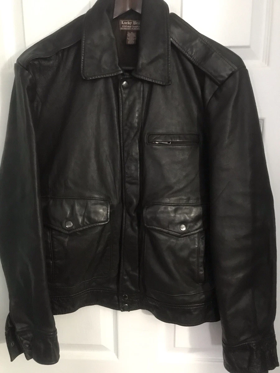 Lucky Brand Brown Leather Bomber Jacket Aviator |