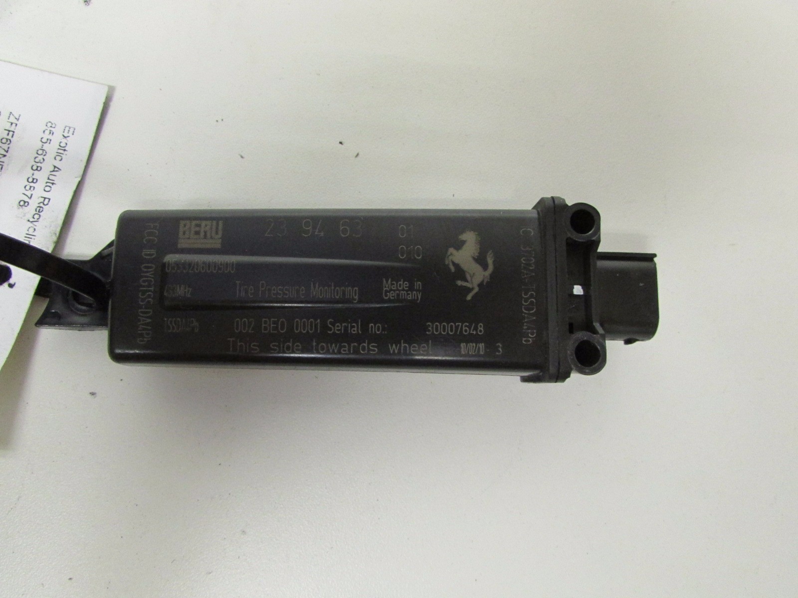 Ferrari 458 Italia, California, Tire Pressure Control Antenna, Used, P/N 239463