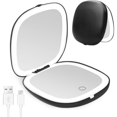 GLOTECH LED COMPACT Magnifying Small Mirror 1X & 10X Travel 4  *White & Black*