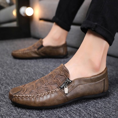 Mocasines informales británicos para hombre cuero con mocasín con cremallera zapatos eBay