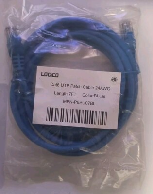 Cat-6 UTP Ethernet Network Cable RJ45 Lan Wire Blue 7FT