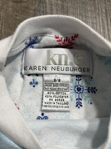 KAREN NEUBURGER Girls S Size 8 Blue SNOWMAN Soft Fitted 2 PIECE Pajama Pant Set - Picture 2 of 8