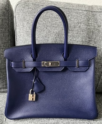 Hermes Birkin Bag 30 vermutlich Bleu Saphir PHW sehr guter Zustand Fullset