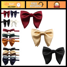 Men's Oversized Satin Silk Bow Tie - Solid Color Formal Tuxedo Big Bowtie