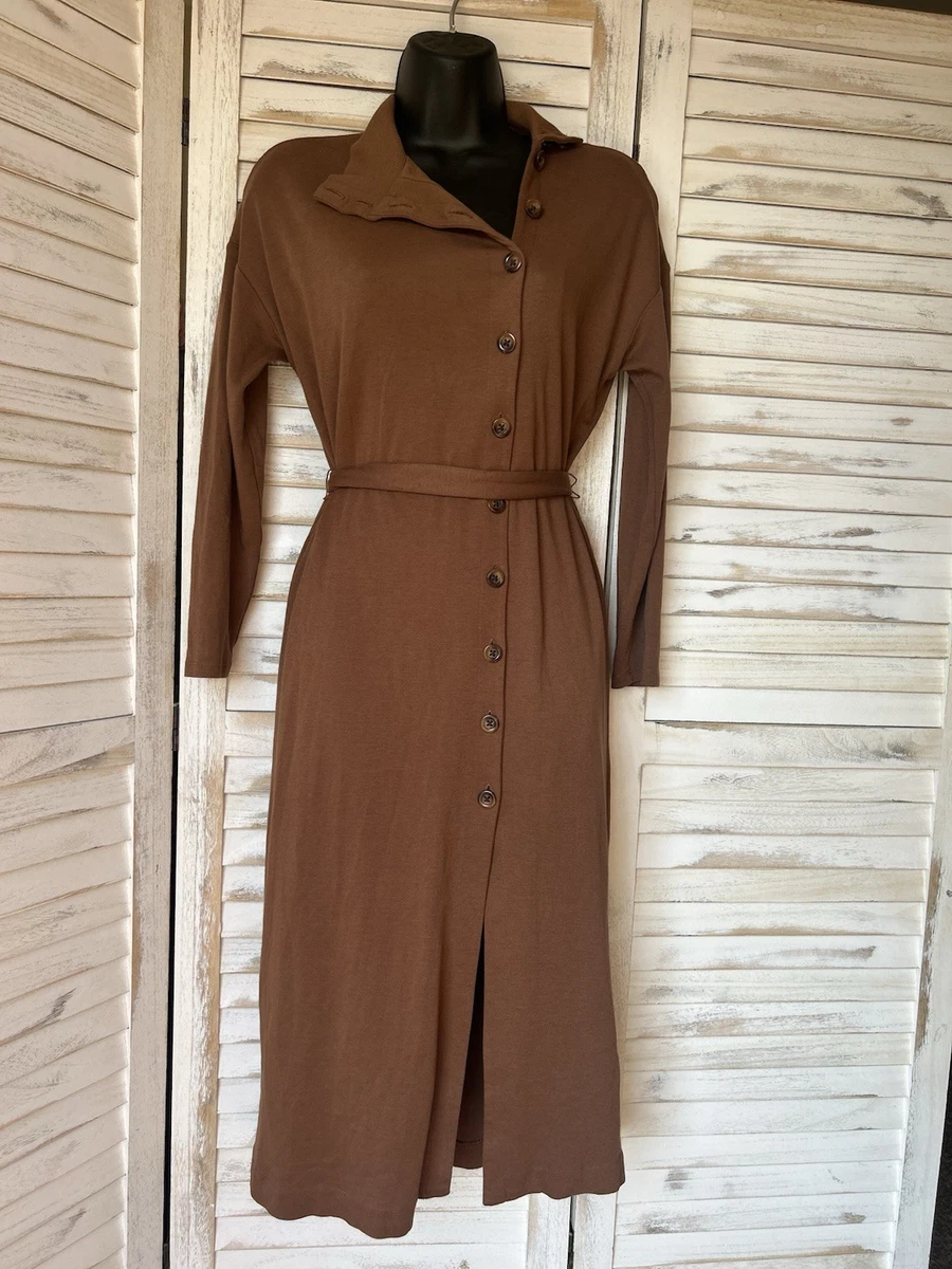 zara brown button up dress Dresses for Women for sale Breezy_Blues_Collection DVF Diane Von Furstenberg Size:3 - M Features a regular collar