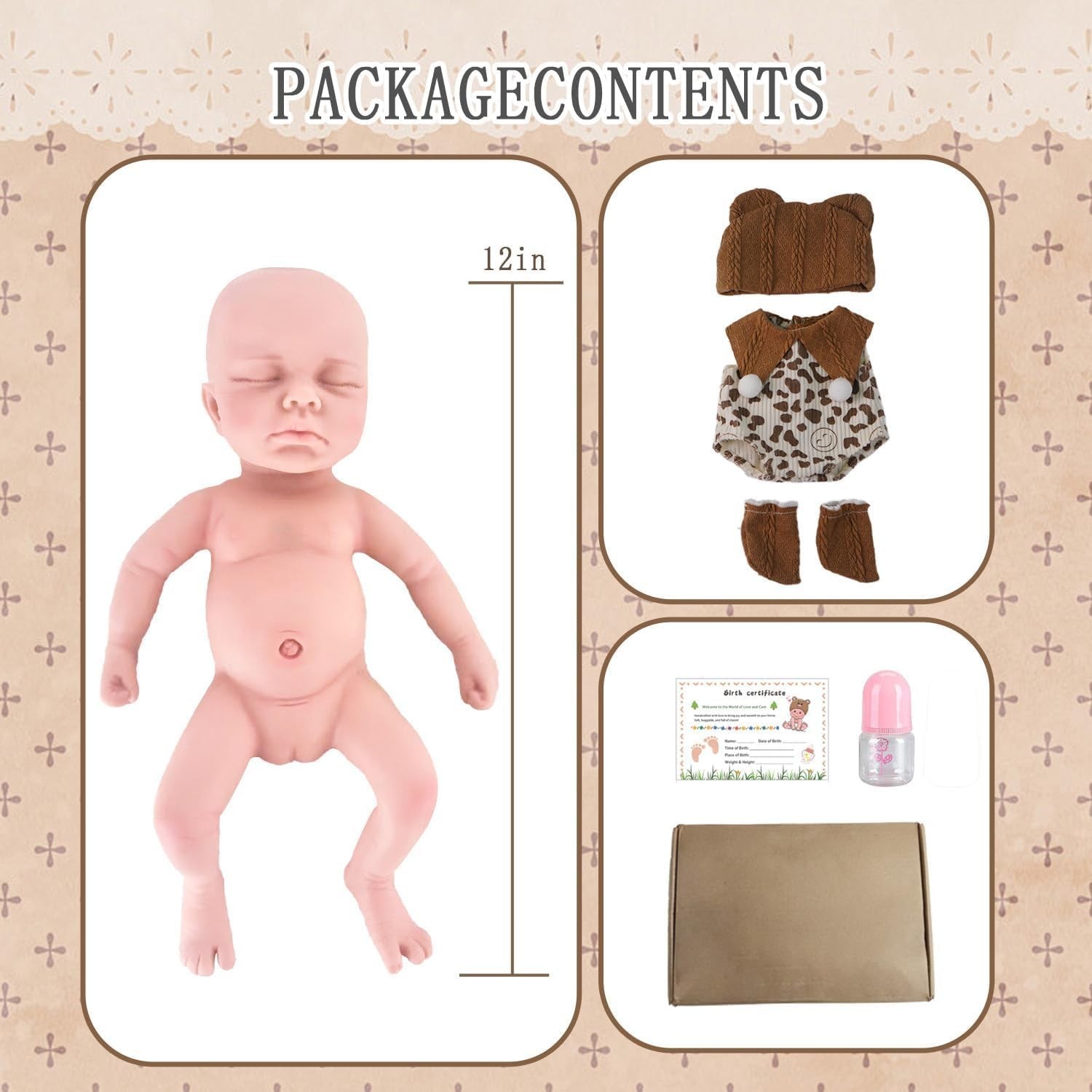 Lifelike Reborn Baby Dolls - 12-inch Full Silicone Newborn, Real Life Baby Dolls