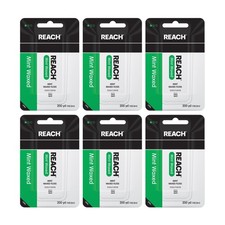 REACH Waxed Dental Floss Mint Flavor 200 yd Shred Resistant 6 Pack