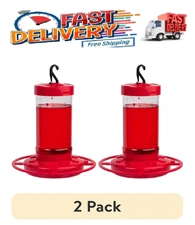 First Nature Hanging Hummingbird Feeder Red Easy To Clean 16 Oz (2 PACK)