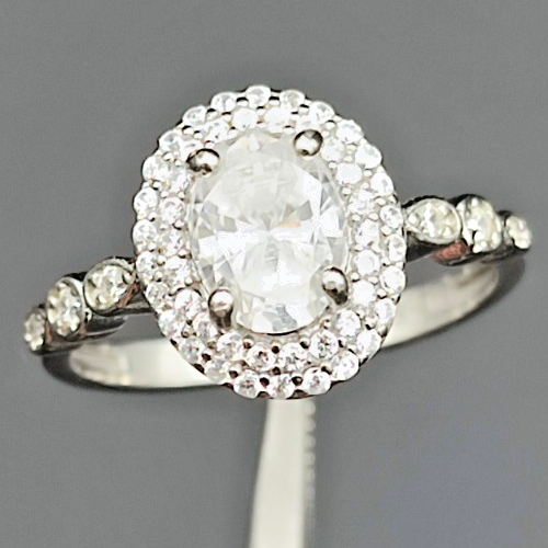 Eleganter italienischer Ring Silber 925 rhodiniert mit Moissanit lose Edelstein - Bild 19 von 20