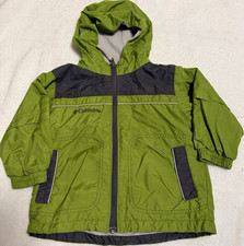 Columbia Colorblock Hooded Lined Full Zip Jacket Green Black Toddler 2T