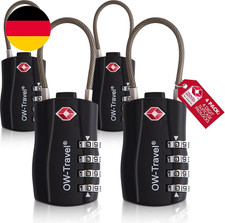 Ow-Travel Kabelschloss Koffer. TSA Kofferschloss Zahlenschloss 4-Stellig (4 St&uuml;c