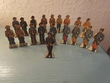 Antique Lot Of 19 Marx 1930's Tin-Litho Soldiers, Cowboys, Indians, Etc- Very