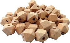 100pcs Unfinished Wooden Hexagon Beads for DIY Jewelry and Crafts