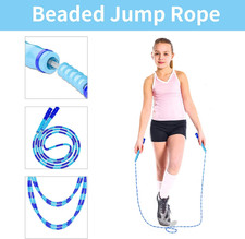 Adjustable Segmented Beaded Jump Rope Tangle-Free 9.2Ft Kids Men Women Fitness