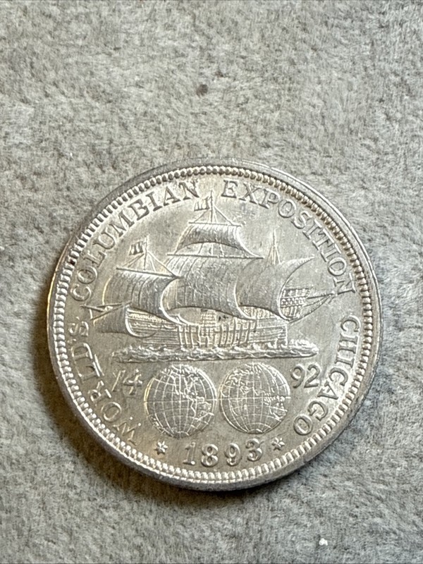 1893 Columbian Expo Silver Commemorative Half Dollar AU Condition 8295