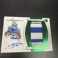2024 Flawless Blake Corum True Rookie Patch Auto RPA Emerald #3/5 Rams