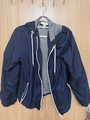 Forever 21 Damen Windbreaker Jacke Gr. M Blau Kapuze Übergangsjacke