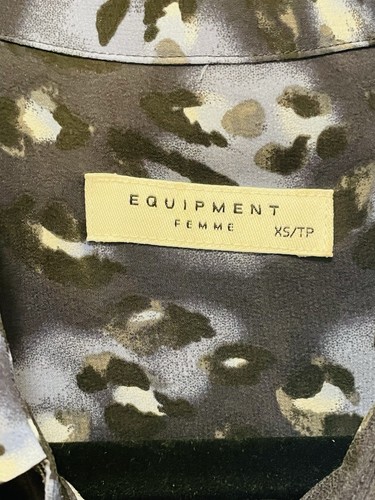 EQUIPMENT 100% Silk Blue Leopard Print Button Up Shirt Dress Sz XS - Picture 2 of 7