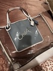 Coach Clear Vinyl & White Leather Oversized Crab Beach Tote