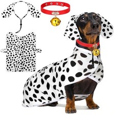 Dansydaisy 3 Pcs Dalmatian Small Dog Costume Set, Small, white, black and red
