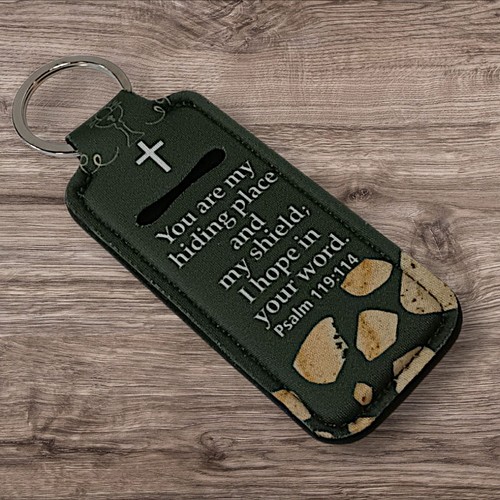 Christian Lippenstift/Lippenbalsam Halter mit Metallring. Psalm 119,114