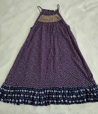 Tucker + Tate Girls Size 10 12 Large Beaded Maxi Dress Sleeveless Blue Red Print