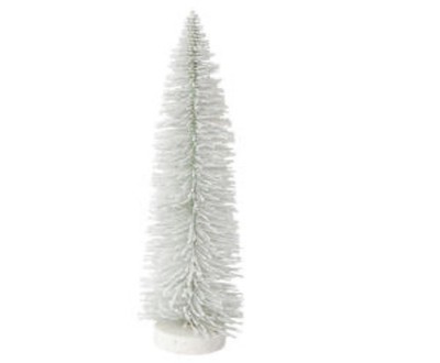 16  White Frosted Glittered Bottle Brush Tree Christmas Tree Decorations