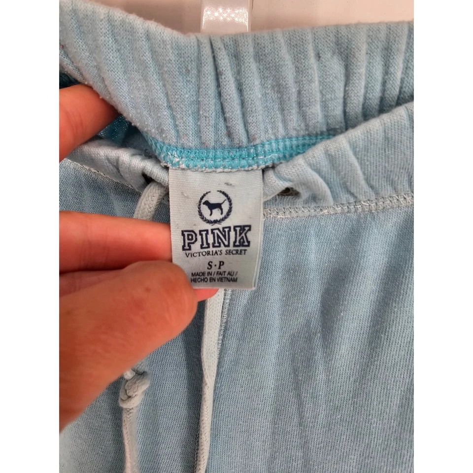 Vintage Y2K PINK by Victorias Secret Sz S Wide Leg Sweatpants Light Blue - Image 4 of 4
