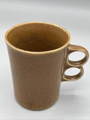 Vtg Bennington Potters Caramel Brown Double Trigger Handle Coffee Mug 1340 USA