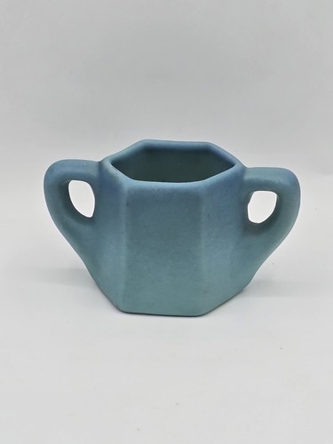 Vintage 1940s -1960s Van Briggle Hexagonal Sugar Dishr - Blue-Green - Picture 4 of 15
