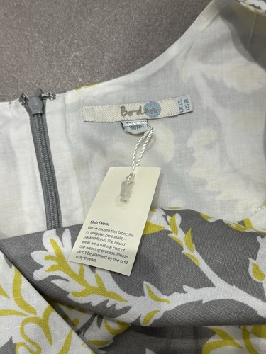 NWT Boden ‘portofino’ Linen Blend Faux Wrap Floral Dress Grey/yellow UK 12L - Picture 12 of 17