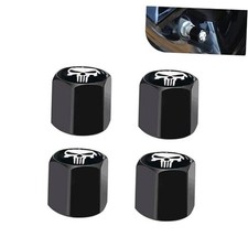 Tire Valve Stem Caps, Cool Skull Tire Air Valve Covers, Stainless 4 PCS White
