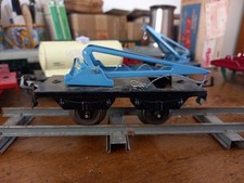 Güterwagen Güterwagen Kran blau schwarz flach Spur 0 Hornby Hachette Blech (6)