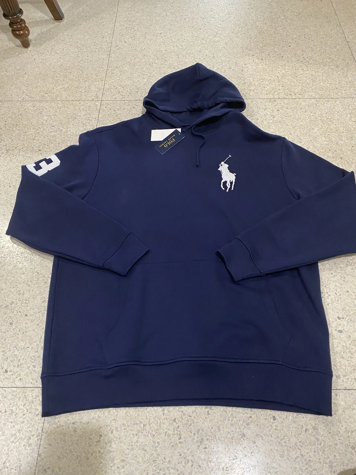 NWT Polo Ralph Lauren Fleece Hoodie Navy Blue Pullover Big Pony 2XLT