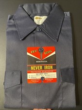 vintage 60s 70s Key Imperial NOS NWT Deadstock Navy Work Shirt Twill 14.5 X 33 R