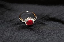 2.04ct Round Natural Ruby  Diamond Halo Ring Sterling Silver 925 Real Gemstone