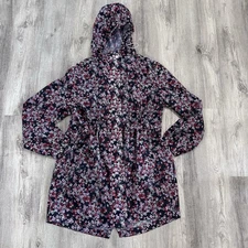 Joules Right As Rain Ditsy Floral Hooded Rain Jacket Womens Size 10 Coquette