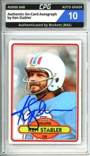 Authentic On-Card Autograph Signed by Ken Stabler CPG Auto Grade 10