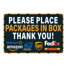 Please Place Packages In Box Delivery Sign Decal Door Sticker 5.3"x8"