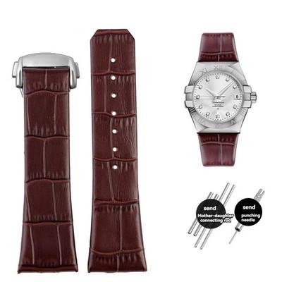 23mm Leather Watch Strap Band for Omega Constellation Double Eagle Replacement