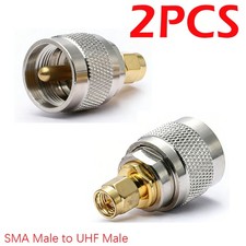 2PCS PL259 UHF Male Plug to SMA Male Plug RF Adapter Barrel Connector NEW