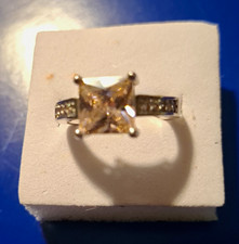 Silver-Tone Princess Cut Clear CZ Solitaire R...