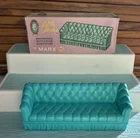 Vintage Dollhouse Furniture 1964 Marx Little Hostess Tufted Sofa Original Box