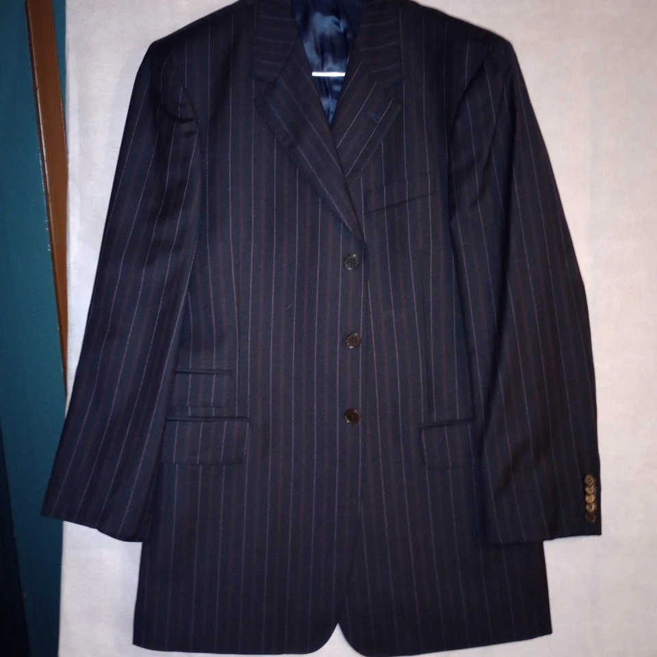 PAUL SMITH LONDON BLACK W/ ORANGE PINSTRIPES JACKET BLAZER 42 R WOOL ITALY NICE! - Image 3 of 4