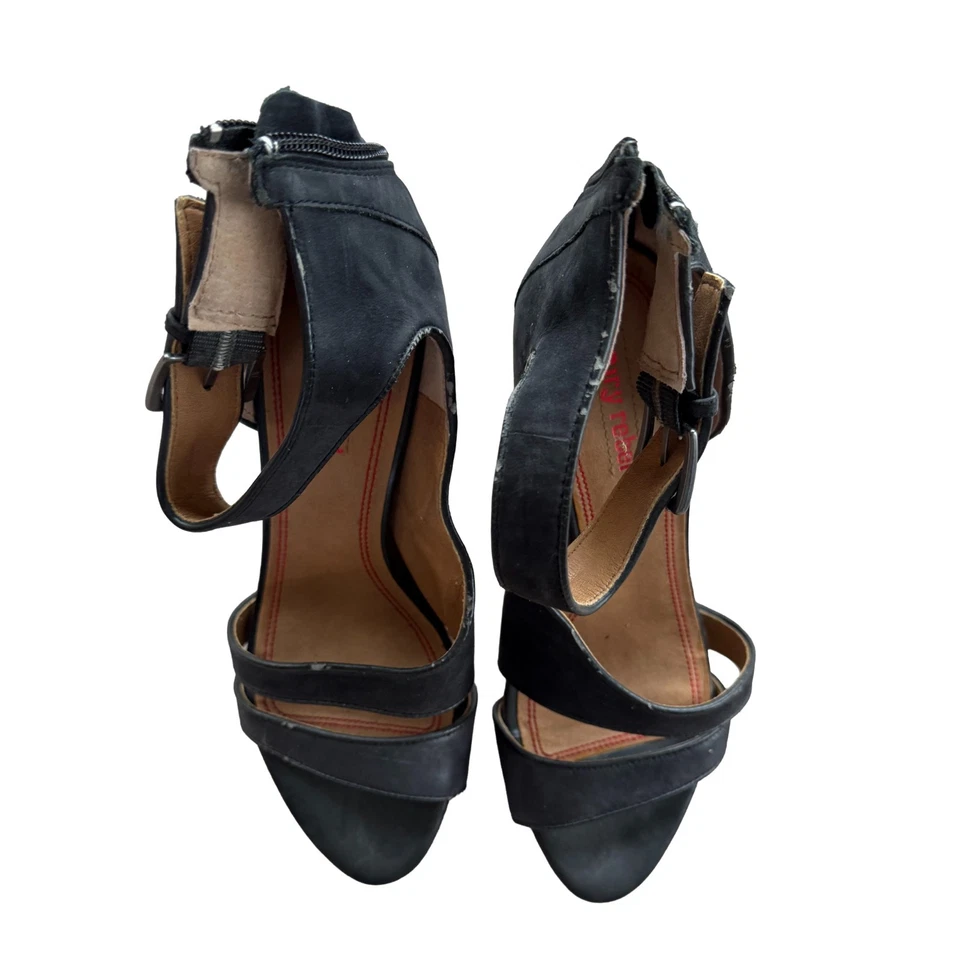 Luxury Rebel Black Leather Cutout Platform Heels Women’s Size 37 (US 7) - Image 2 of 4