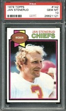 1979 TOPPS #142 JAN STENERUD KANSAS CITY CHIEFS HOF POP 9 PSA 10